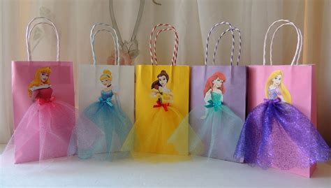 princess party treat bags|disney party bag ideas.